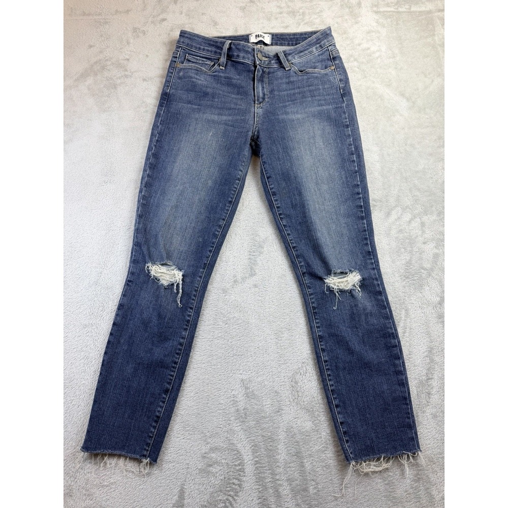 Paige Jeans Women's Size 28 Verdugo Ankle Skinny Dark Blue Stretch Distressed